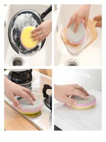 6/12 pièces Éponge de cuisine à double face, brosse pour lave-vaisselle
