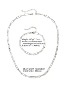 Stainless Steel Waterproof & Fade-Resistant Simple Gold Cross Chain Necklace And Bracelet Set, Suitable For Women's Daily Wear