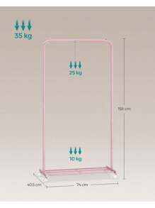 SONGMICS Garment Rack With Wheels, Clothes Rack, 40.5 X 74 X 158 Cm, Dense Mesh Shelf, 2 Brakes, Steel Frame, Jelly Pink MHSR130R01 - Berwarna merah muda - View 6