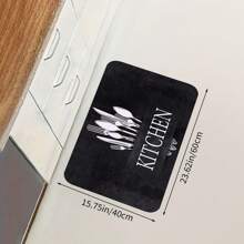 1pc Black Durable, Easy-To-Clean Versatile Kitchen Printed Absorbent Anti-Slip Kitchen Mat,Suitable For Kitchen, Dining Room Decorative Rugs