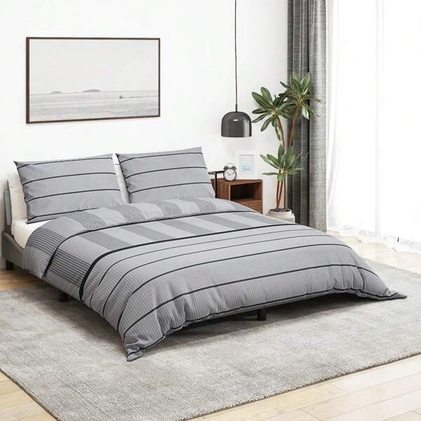 Bettwäsche-Set aus weicher, grauer Baumwolle, 140 x 200 cm, gemütliches Schlafzimmer-Essentials