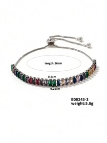 方晶鋯石裝飾手環 - 綠色 - 查看 20