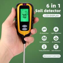 6-In-1 Portable Soil Test Kit - Measures Soil PH, Moisture, Temperature, Light, Humidity, And Fertility - Black - View 5