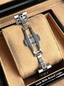 Pablo Raez 1 pieza Reloj para hombre Reloj electrónico de cuarzo impermeable de negocios para hombres con carcasa de IPS plateado, esfera negra y blanca con escala romana, correa de acero inoxidable, cierre de mariposa y función de calendario. Adecuado para la vida diaria, trabajo y estudio. ¡Un regalo de Navidad lujoso! - Plateado - Ver 11