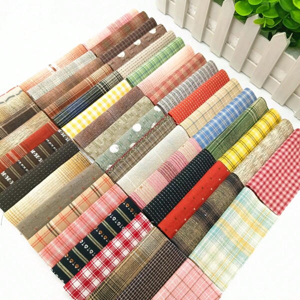 50pcs 10*10cm/3.9*3.9in Retro Pre-Dyed Butt-Jointed Handmade Craft Fabric Suitable For Making Small Bags, Purse Frames, Arts & Crafts Decorations