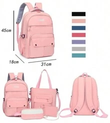 Mochila de estudante de quatro peças - Preto - Visão 4