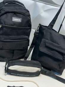 Mochila de estudante de quatro peças - Preto - Visão 1