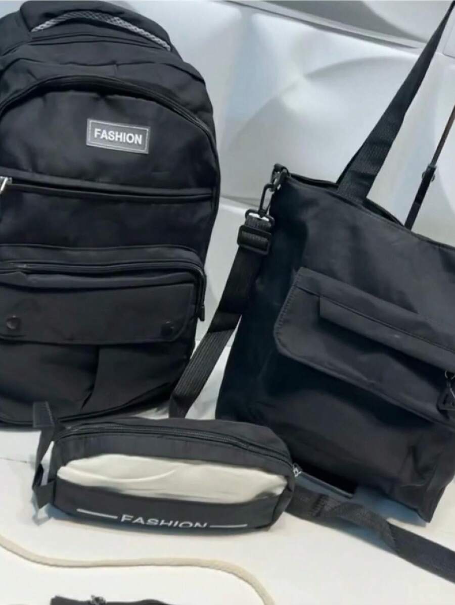 Mochila de estudante de quatro peças - Preto - Visão 1