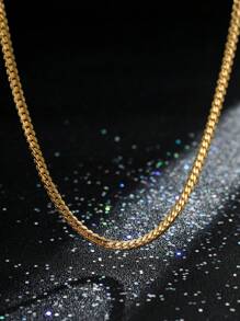 1 件男士时尚嘻哈不锈钢链项链，圣诞新年节日礼物 - 銀色 - 查看 6