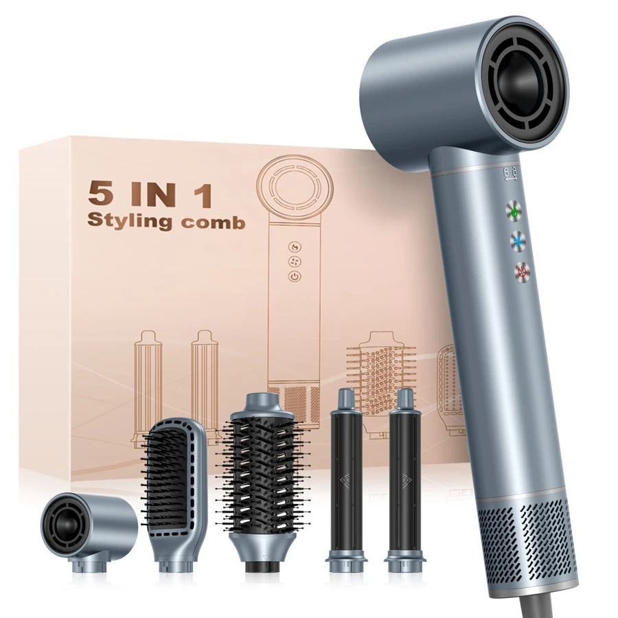 5 In 1 Hair Dryer, 1000W Hot Air Brush Set - UK Plug(220-240V) - View 1