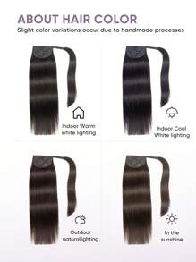 Extensiones de cabello natural de color liso y largo en forma de cola de caballo, cola de caballo con clip para un uso diario conveniente - S1B - Ver 6