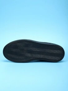 Zapatillas negras sencillas y de moda para mujer, calzado deportivo de suela suave y cómodo, de unicolor, con cordones, de silueta baja - Negro - Ver 5