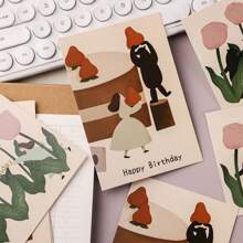 Happy Birthday Card With Flower Gift And Blessing, Premium Quality Greeting Card - Multicolor - View 3