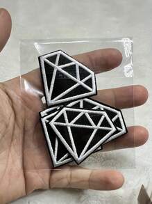2Pcs/5Pcs Cartoon Diamond Iron-On Patches - Perfect For DIY Clothing, Hats, And Backpacks - Black & White Embroidery Kits With Patterns - Multicolor - View 1