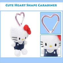 Sanrio 1pc Hello Plush Kitty Keychain With Heart Shape Clip 4" Inch Stuffed Plushie Purse Bag Charm Backpack Lucky Doll