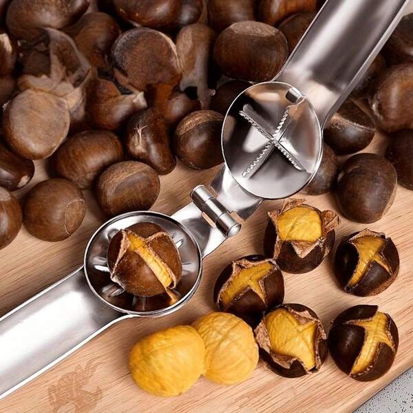 Stainless Steel Nut Cracker - Easy Nut Cracking & Peeling Tool, Essential Kitchen Gadget