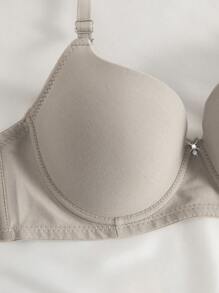 3 piezas Sujetador cómodo de algodón sólido con aros blandos y multicolor para dormir, ropa interior de lencería para mujer