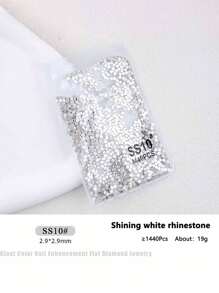 1440 件平底闪光玻璃石水钻水晶 1440 件/包 Ss3-Ss16 白色 Ab 水晶水钻指甲宝石平底圆形水钻平底水钻美甲用品指甲指甲饰