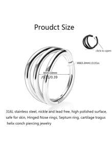 1pc Double Septum Rings Nose Rings Hoops Cartilage Hoop Earring Piercing Nose Open Stacked Hoop Nose Rings 16G 18G 20G 6/8/10mm,Nose Rings Septum Piercing Clicker Nose Hoops Piercings Hinged Segment Rings Helix Piercing Unisex Body Jewelry,3 Layers Hinged Septum Nose Rings, Nose Piercing Jewelry Helix Cartilage Tragus Earrings Piercing Jewelry For Women - Multicolor - View 11