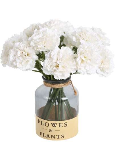 1/3/12/18 piezas Clavel blanco artificial, Clavel de seda para el Día de la Madre, San Valentín, decoración central de boda, ducha nupcial, decoración de mesa de comedor, fiesta en casa, decoración de cumpleaños, 29cm/Sin jarrón