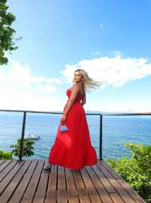 PENELOPE DRESS - 紅色 - 查看 3