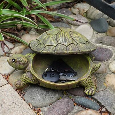 Tượng trang trí bằng nhựa hình con rùa ngoài trời, móc chìa khóa & hộp đựng đồ, đồ trang trí cảnh quan thủ công