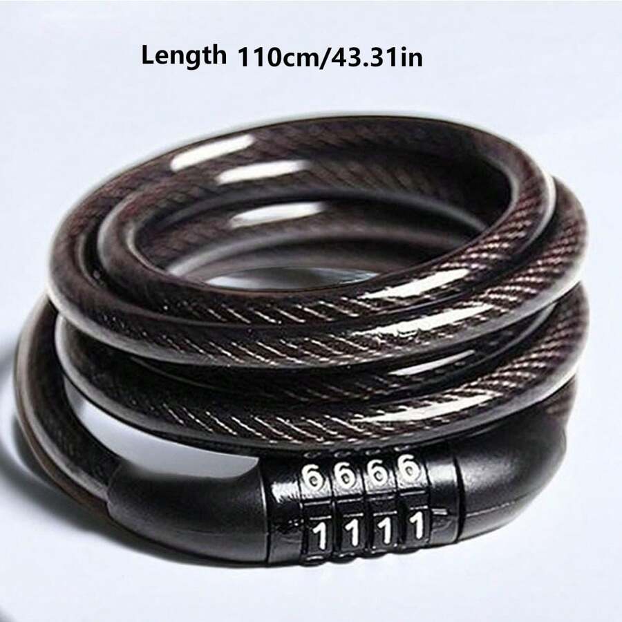 1pc Riding Anti-Theft Lock Bicycle Lock Bicycle Anti-Theft Combination Lock Mountain Bike Portable Bike Lock Electric Bike Lock Chain Lock Cable Lock Universal - Multicolor - View 1