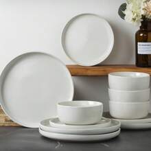 Richmount SHEIN X Heather Rae 12 Pieces Dinnerware Sets, Dishes Set For 4, Plates And Bowls Set, Perfect For Your Friend For Housewarming, Thanksgiving, Christmas