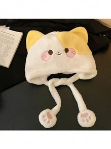 1pc Cute Cat & Mouse Style Winter Warm Hooded Earmuff Hat, Funny & Quirky
