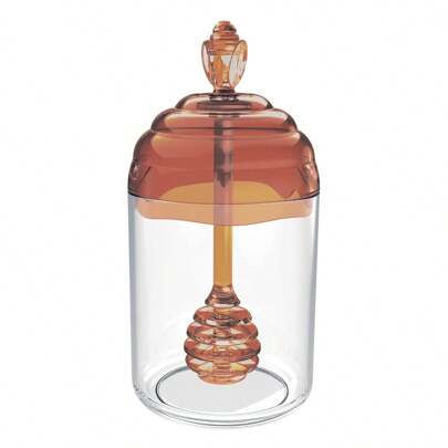 Meleira Porta Mel Com Tampa E Pegador Servir Decoração Mesa Posta Translúcido UZ138 - Âmbar