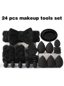 55/49/39/5/24/54PCS Makeup Tools Set Including:30PCS Makeup Brush Set+5PCS Makeup Sponges+5PCS Mini Makeup Sponges+5PCS Triangle Powder Puffs+5PCS Mini Air Cushion Powder Puffs+1pc Hairband+2PCS Hand Bowl Strap+1pc Makeup Brush Cleaning Tools - 彩色 - 查看 13