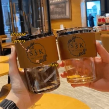1 件，定制玻璃水杯，饮料杯，可重复使用的双层隔热玻璃咖啡杯，带激光打印精美图案的杯子套装，带吸管和盖子 - 用途广泛，聚苯乙烯材料，创意高美学设计，竹吸管，送给家人/同事/朋友的生日礼物，节日礼物，纪念礼物，感恩节礼物，派对礼物，圣诞礼物 - 多色 - 查看 1