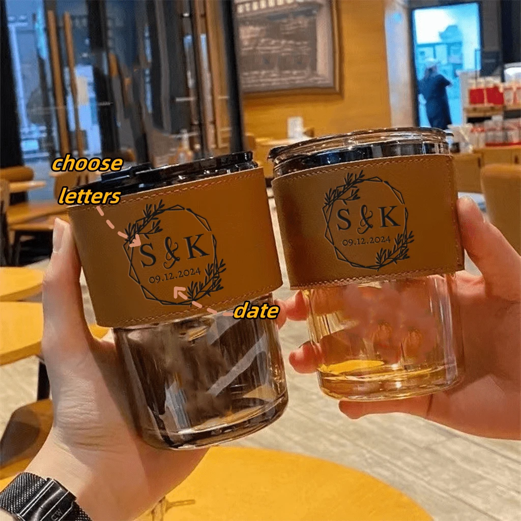 1 件，定制玻璃水杯，饮料杯，可重复使用的双层隔热玻璃咖啡杯，带激光打印精美图案的杯子套装，带吸管和盖子 - 用途广泛，聚苯乙烯材料，创意高美学设计，竹吸管，送给家人/同事/朋友的生日礼物，节日礼物，纪念礼物，感恩节礼物，派对礼物，圣诞礼物 - 多色 - 查看 1