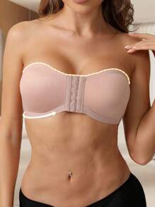 Non Slip Push Up Seamless Lingerie Bra With Front Closure - Apricot - View 3