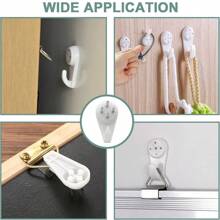 白色坚固混凝土硬墙石膏板无痕绘画挂钩，无痕钉塑料墙钩，用于无痕悬挂木质/灰泥/石膏/硬墙，用于悬挂绘画、艺术品、钟表等 - 彩色 - 查看 2