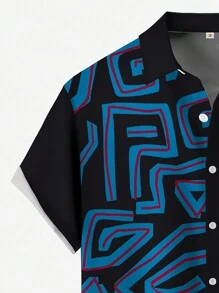 Men's African Print Button-Up Vacation Casual Outdoor Shirt, African Udan Rose Star Moon Palace Lantern 3D Digital Graphic Pattern, Short Sleeve Holiday Leisure Camp Shirt