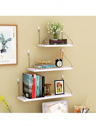 1 件壁挂式搁板，包括挂钩，多种尺寸可供选择，木质浮动搁板，适用于客厅、卧室、书房、家居装饰、植物、装饰品、收纳架房间装饰