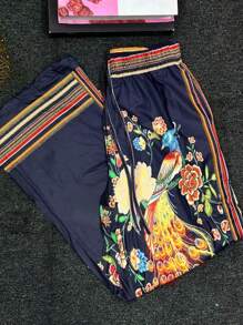 女式宽腿曼陀罗印花裤春夏