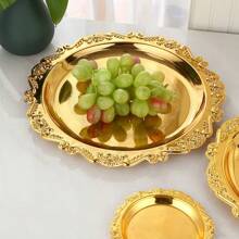 1pc Embossed Metal Dried Fruit Tray, Suitable For Dried Fruits, Cupcakes, Snack Tray, Appetizers And Vegetables, Perfect For Parties And Snacks, Decorations Best Gifts Birthday Plates Kitchen Accessories Kitchen Decor Trays Tray Decor
