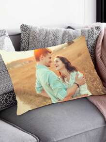 1 Stück individuell gestalteter Paar-Foto DIY Kissenbezug, ein wärmender, personalisierter Geschenkidee für Paar, Familie, Muttertag, Vatertag, Erntedankfest, Lehrertag, Valentinstag, Hochzeitstag, einseitig bedruckter Kissenbezug