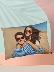 1 Stück individuell gestalteter Paar-Foto DIY Kissenbezug, ein wärmender, personalisierter Geschenkidee für Paar, Familie, Muttertag, Vatertag, Erntedankfest, Lehrertag, Valentinstag, Hochzeitstag, einseitig bedruckter Kissenbezug