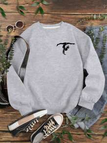 Tween Girl Cute Sunshine Girl Dance Yoga Slogan Print Pullover Round Neck Sweatshirt New Autumn And Winter