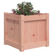 Solid Wood Douglas Garden Planter 40cm Cube Outdoor Plant Container -Friendly Design - Brown - View 3
