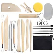 36pcs Ceramic Art Tools Set, Includes Dotting Pen, Soft Clay, Sculpting Knife, Clay Texture Stamps