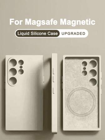 Luxury Liquid Silicone Magnetic Solid Color Phone Case Compatible With Samsung Galaxy S25 S24 S23 S22 S21 Ultra Fe For IPhone 16 Pro Max 15 14 13 16Plus 15Plus 14Plus 13Plus Shockproof Soft With Velvet Back Cover Accessories