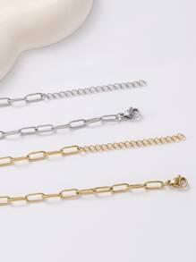 Stainless Steel Waterproof & Fade-Resistant Simple Gold Cross Chain Necklace And Bracelet Set, Suitable For Women's Daily Wear