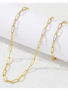 Stainless Steel Waterproof & Fade-Resistant Simple Gold Cross Chain Necklace And Bracelet Set, Suitable For Women's Daily Wear