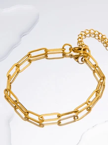 Stainless Steel Waterproof & Fade-Resistant Simple Gold Cross Chain Necklace And Bracelet Set, Suitable For Women's Daily Wear