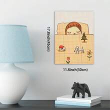 1 Pc Nara Miichi Dreamtime Painting Wood Frame Canvas Painting Thickness 2.25cm /0.9 Inches High Quality Wall Art Printed Poster Directly Hanging Wall Pictures Decorate Home Gifts, Living Room, Bathroom, Bedroom, Kitchen