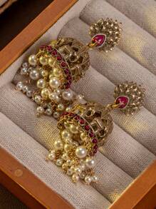 1 Pair Exaggerated Copper Alloy Vintage Elephant & Cathedral Architecture Tassel Earrings, High-End Niche Christmas Style - Bronze - View 2